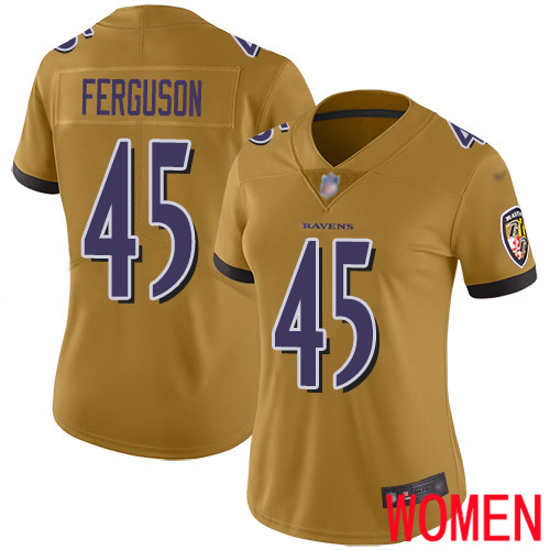 Baltimore Ravens Limited Gold Women Jaylon Ferguson Jersey NFL Football #45 Inverted Legend